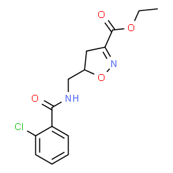 ChemSpider 2D Image | Ethyl 5-{[(2-chlorobenzoyl)amino]methyl}-4,5-dihydro-1,2-oxazole-3-carboxylate | C14H15ClN2O4