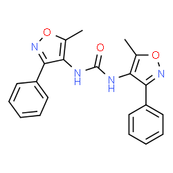 ChemSpider 2D Image | 1,3-Bis(5-methyl-3-phenyl-1,2-oxazol-4-yl)urea | C21H18N4O3
