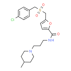 ChemSpider 2D Image | 5-{[(4-Chlorobenzyl)sulfonyl]methyl}-N-[3-(4-methyl-1-piperidinyl)propyl]-2-furamide | C22H29ClN2O4S