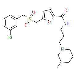 ChemSpider 2D Image | 5-{[(3-Chlorobenzyl)sulfonyl]methyl}-N-[3-(3-methyl-1-piperidinyl)propyl]-2-furamide | C22H29ClN2O4S
