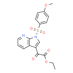 ChemSpider 2D Image | Ethyl {1-[(4-methoxyphenyl)sulfonyl]-1H-pyrrolo[2,3-b]pyridin-3-yl}(oxo)acetate | C18H16N2O6S