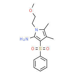 ChemSpider 2D Image | 1-(2-Methoxyethyl)-4,5-dimethyl-3-(phenylsulfonyl)-1H-pyrrol-2-amine | C15H20N2O3S