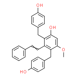 ChemSpider 2D Image | 2,4-Bis(4-hydroxybenzyl)-5-methoxy-3-(2-phenylvinyl)phenol | C29H26O4