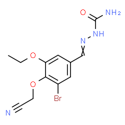 ChemSpider 2D Image | 2-[3-Bromo-4-(cyanomethoxy)-5-ethoxybenzylidene]hydrazinecarboxamide | C12H13BrN4O3