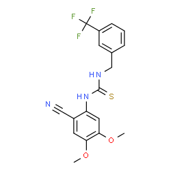 ChemSpider 2D Image | 1-(2-Cyano-4,5-dimethoxyphenyl)-3-[3-(trifluoromethyl)benzyl]thiourea | C18H16F3N3O2S
