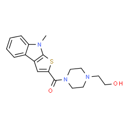 ChemSpider 2D Image | [4-(2-Hydroxyethyl)-1-piperazinyl](8-methyl-8H-thieno[2,3-b]indol-2-yl)methanone | C18H21N3O2S