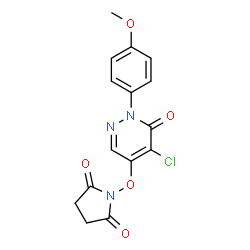 ChemSpider 2D Image | 1-{[5-Chloro-1-(4-methoxyphenyl)-6-oxo-1,6-dihydro-4-pyridazinyl]oxy}-2,5-pyrrolidinedione | C15H12ClN3O5
