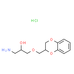 ChemSpider 2D Image | 1-Amino-3-(2,3-dihydro-1,4-benzodioxin-2-ylmethoxy)-2-propanol hydrochloride (1:1) | C12H18ClNO4