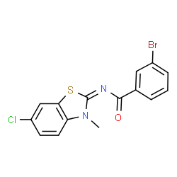 ChemSpider 2D Image | 3-Bromo-N-[(2E)-6-chloro-3-methyl-1,3-benzothiazol-2(3H)-ylidene]benzamide | C15H10BrClN2OS