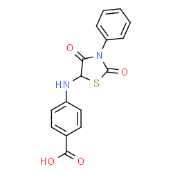 ChemSpider 2D Image | 4-[(2,4-Dioxo-3-phenyl-1,3-thiazolidin-5-yl)amino]benzoic acid | C16H12N2O4S