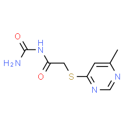 ChemSpider 2D Image | N-Carbamoyl-2-[(6-methyl-4-pyrimidinyl)sulfanyl]acetamide | C8H10N4O2S