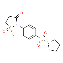 ChemSpider 2D Image | 2-[4-(1-Pyrrolidinylsulfonyl)phenyl]-1,2-thiazolidin-3-one 1,1-dioxide | C13H16N2O5S2