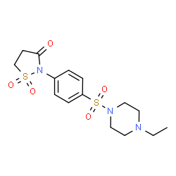 ChemSpider 2D Image | 2-{4-[(4-Ethyl-1-piperazinyl)sulfonyl]phenyl}-1,2-thiazolidin-3-one 1,1-dioxide | C15H21N3O5S2