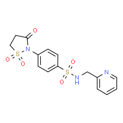 ChemSpider 2D Image | 4-(1,1-Dioxido-3-oxo-1,2-thiazolidin-2-yl)-N-(2-pyridinylmethyl)benzenesulfonamide | C15H15N3O5S2