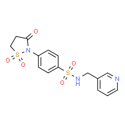 ChemSpider 2D Image | 4-(1,1-Dioxido-3-oxo-1,2-thiazolidin-2-yl)-N-(3-pyridinylmethyl)benzenesulfonamide | C15H15N3O5S2