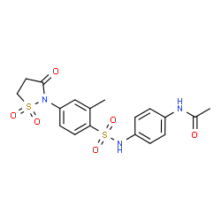 ChemSpider 2D Image | N-[4-({[4-(1,1-Dioxido-3-oxo-1,2-thiazolidin-2-yl)-2-methylphenyl]sulfonyl}amino)phenyl]acetamide | C18H19N3O6S2