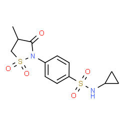 ChemSpider 2D Image | N-Cyclopropyl-4-(4-methyl-1,1-dioxido-3-oxo-1,2-thiazolidin-2-yl)benzenesulfonamide | C13H16N2O5S2