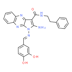 ChemSpider 2D Image | 2-Amino-1-[(E)-(3,4-dihydroxybenzylidene)amino]-N-(2-phenylethyl)-1H-pyrrolo[2,3-b]quinoxaline-3-carboxamide | C26H22N6O3