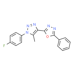 ChemSpider 2D Image | 2-[1-(4-Fluorophenyl)-5-methyl-1H-1,2,3-triazol-4-yl]-5-phenyl-1,3,4-oxadiazole | C17H12FN5O
