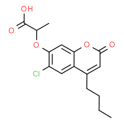 ChemSpider 2D Image | 2-((4-Butyl-6-chloro-2-oxo-2H-chromen-7-yl)oxy)propanoic acid | C16H17ClO5