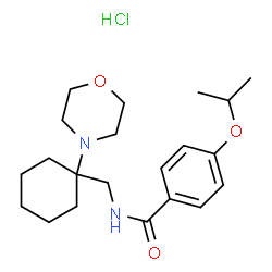 ChemSpider 2D Image | 4-Isopropoxy-N-{[1-(4-morpholinyl)cyclohexyl]methyl}benzamide hydrochloride (1:1) | C21H33ClN2O3