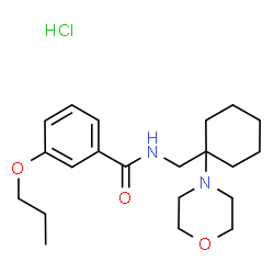 ChemSpider 2D Image | N-{[1-(4-Morpholinyl)cyclohexyl]methyl}-3-propoxybenzamide hydrochloride (1:1) | C21H33ClN2O3
