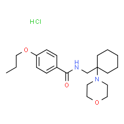 ChemSpider 2D Image | N-{[1-(4-Morpholinyl)cyclohexyl]methyl}-4-propoxybenzamide hydrochloride (1:1) | C21H33ClN2O3