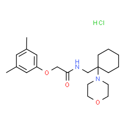 ChemSpider 2D Image | 2-(3,5-Dimethylphenoxy)-N-{[1-(4-morpholinyl)cyclohexyl]methyl}acetamide hydrochloride (1:1) | C21H33ClN2O3