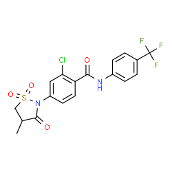 ChemSpider 2D Image | 2-Chloro-4-(4-methyl-1,1-dioxido-3-oxo-1,2-thiazolidin-2-yl)-N-[4-(trifluoromethyl)phenyl]benzamide | C18H14ClF3N2O4S