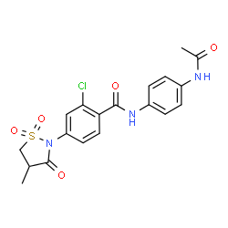 ChemSpider 2D Image | N-(4-Acetamidophenyl)-2-chloro-4-(4-methyl-1,1-dioxido-3-oxo-1,2-thiazolidin-2-yl)benzamide | C19H18ClN3O5S