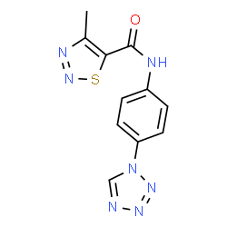 ChemSpider 2D Image | 4-Methyl-N-[4-(1H-tetrazol-1-yl)phenyl]-1,2,3-thiadiazole-5-carboxamide | C11H9N7OS