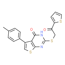 ChemSpider 2D Image | 5-(4-Methylphenyl)-2-{[2-oxo-2-(2-thienyl)ethyl]sulfanyl}thieno[2,3-d]pyrimidin-4(1H)-one | C19H14N2O2S3