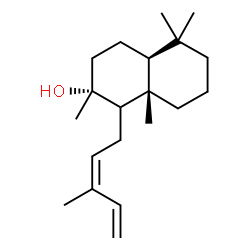 ChemSpider 2D Image | (2R,4aS,8aS)-2,5,5,8a-Tetramethyl-1-[(2Z)-3-methyl-2,4-pentadien-1-yl]decahydro-2-naphthalenol | C20H34O