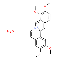 ChemSpider 2D Image | Dibenzo[a,g]quinolizinium, 2,3,9,10-tetramethoxy-, hydrate (1:1) | C21H22NO5