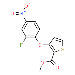 ChemSpider 2D Image | Methyl 3-(2-fluoro-4-nitrophenoxy)-2-thiophenecarboxylate | C12H8FNO5S
