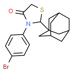 ChemSpider 2D Image | 2-(Adamantan-1-yl)-3-(4-bromophenyl)-1,3-thiazolidin-4-one | C19H22BrNOS