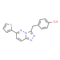 ChemSpider 2D Image | 4-{[6-(2-Thienyl)[1,2,4]triazolo[4,3-b]pyridazin-3-yl]methyl}phenol | C16H12N4OS