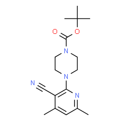 ChemSpider 2D Image | 2-Methyl-2-propanyl-4-(3-cyan-4,6-dimethyl-2-pyridinyl)-1-piperazincarboxylat | C17H24N4O2