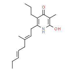 ChemSpider 2D Image | 2-Hydroxy-3-methyl-6-[(2E,5E)-3-methyl-2,5-octadien-1-yl]-5-propyl-4(1H)-pyridinone | C18H27NO2