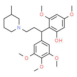 ChemSpider 2D Image | 3,5-Dimethoxy-2-[3-(3-methyl-1-piperidinyl)-1-(3,4,5-trimethoxyphenyl)propyl]phenol | C26H37NO6