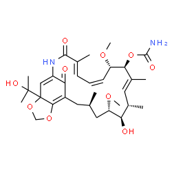 ChemSpider 2D Image | (4E,6Z,8S,9S,10E,12S,13R,14S,16R)-13-Hydroxy-23-(2-hydroxy-2-propanyl)-8,14-dimethoxy-4,10,12,16-tetramethyl-3,25-dioxo-20,22-dioxa-2-azatricyclo[16.6.1.0~19,23~]pentacosa-1(24),4,6,10,18-pentaen-9-yl
 carbamate | C32H46N2O10