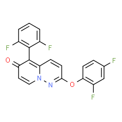 ChemSpider 2D Image | 2-(2,4-Difluorophenoxy)-5-(2,6-difluorophenyl)-6H-pyrido[1,2-b]pyridazin-6-one | C20H10F4N2O2