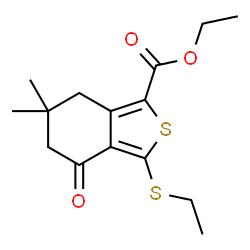 ChemSpider 2D Image | Ethyl 3-(ethylthio)-4,5,6,7-tetrahydro-6,6-dimethyl-4-oxobenzo[c]thiophene-1-carboxylate | C15H20O3S2