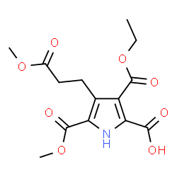ChemSpider 2D Image | 3-(Ethoxycarbonyl)-5-(methoxycarbonyl)-4-(3-methoxy-3-oxopropyl)-1H-pyrrole-2-carboxylic acid | C14H17NO8