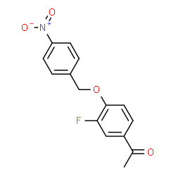 ChemSpider 2D Image | 1-(3-fluoro-4-((4-nitrobenzyl)oxy)phenyl)ethanone | C15H12FNO4