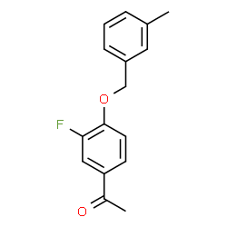 ChemSpider 2D Image | 1-(3-fluoro-4-((3-methylbenzyl)oxy)phenyl)ethanone | C16H15FO2