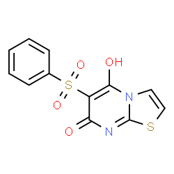 ChemSpider 2D Image | 5-Hydroxy-6-(phenylsulfonyl)-7H-[1,3]thiazolo[3,2-a]pyrimidin-7-one | C12H8N2O4S2