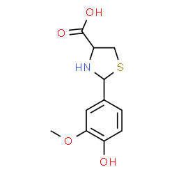ChemSpider 2D Image | 2-(4-Hydroxy-3-methoxyphenyl)-1,3-thiazolidine-4-carboxylic acid | C11H13NO4S