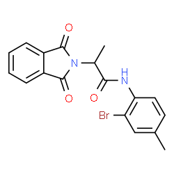 ChemSpider 2D Image | N-(2-Bromo-4-methylphenyl)-2-(1,3-dioxo-1,3-dihydro-2H-isoindol-2-yl)propanamide | C18H15BrN2O3