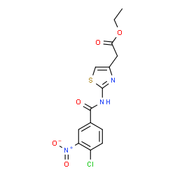 ChemSpider 2D Image | Ethyl {2-[(4-chloro-3-nitrobenzoyl)amino]-1,3-thiazol-4-yl}acetate | C14H12ClN3O5S